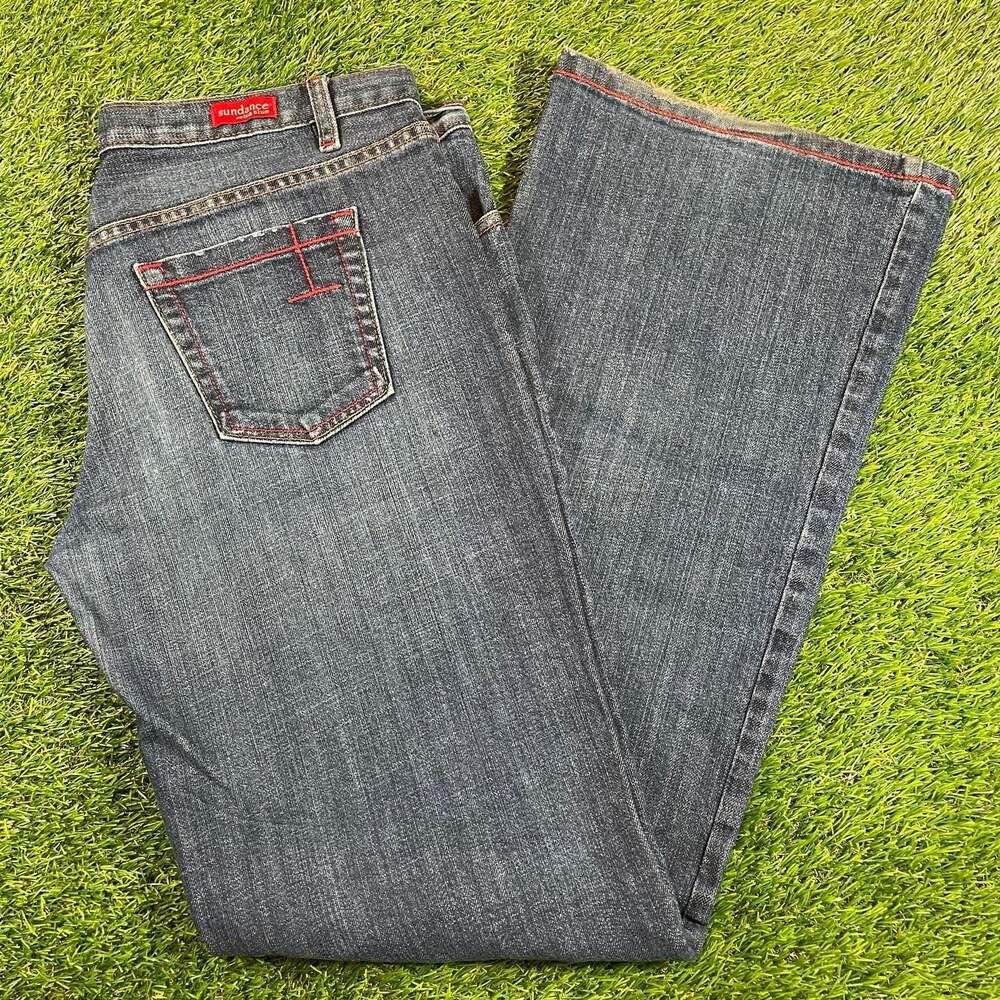 Sundance Big Blue Vintage Bootcut Jeans Size 33 Long Dark Wash Red Stitching